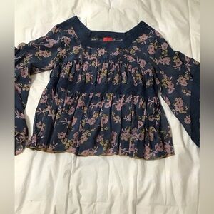 V Cristina Floral Bell Sleeve Blouse size XL sheer